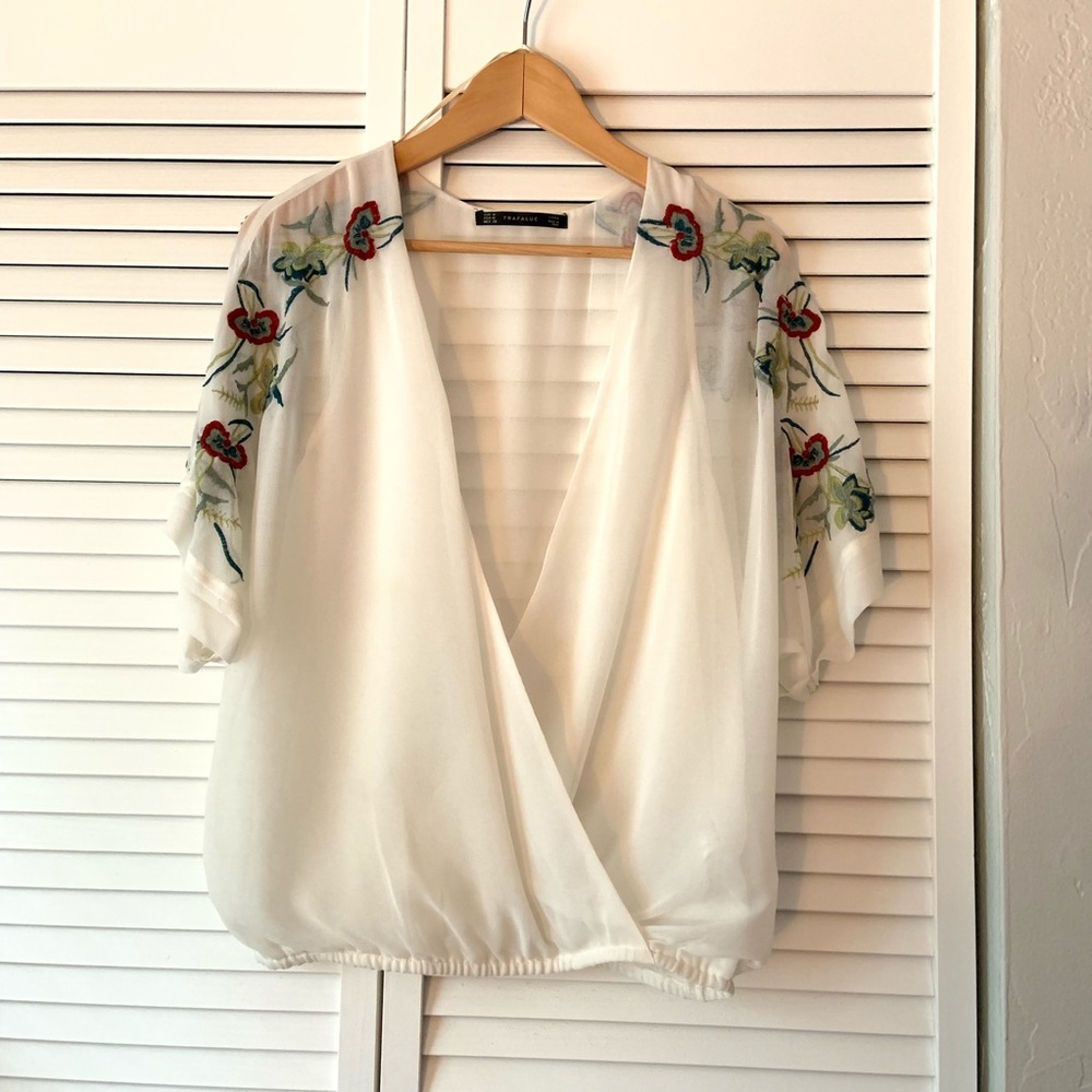 ZARA Trafaluc Embroidered Top